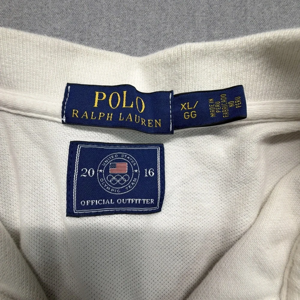 Ralph Lauren Polo Shirt Mens XL White USA Olympics 2016 Big Pony Short Sleeve